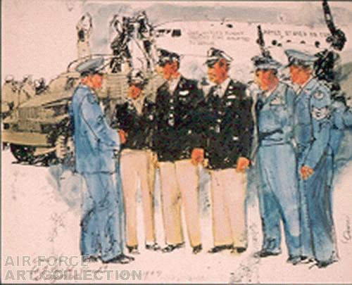 CREW OF LAST AIRLIFT FLIGHT AT FRANKFURT, OCT 5, 1949